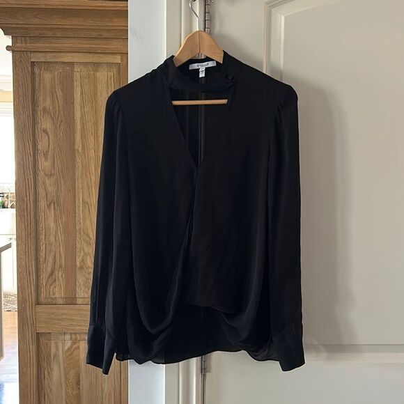 - Derek Lam 10 Crosby silk black high neck keyhole long sleeve blouse 6 - Picture 2 of 11